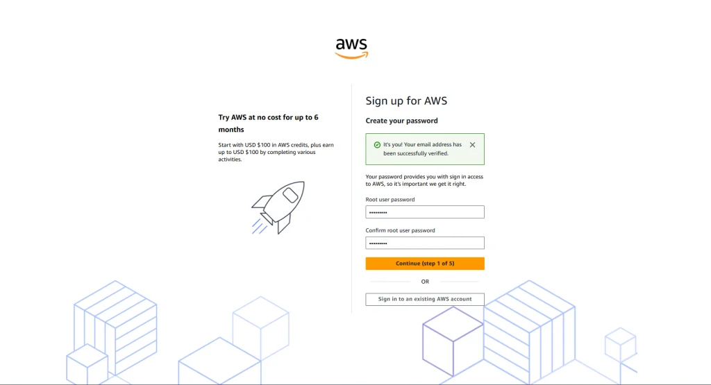 AWS Root Password Input Page